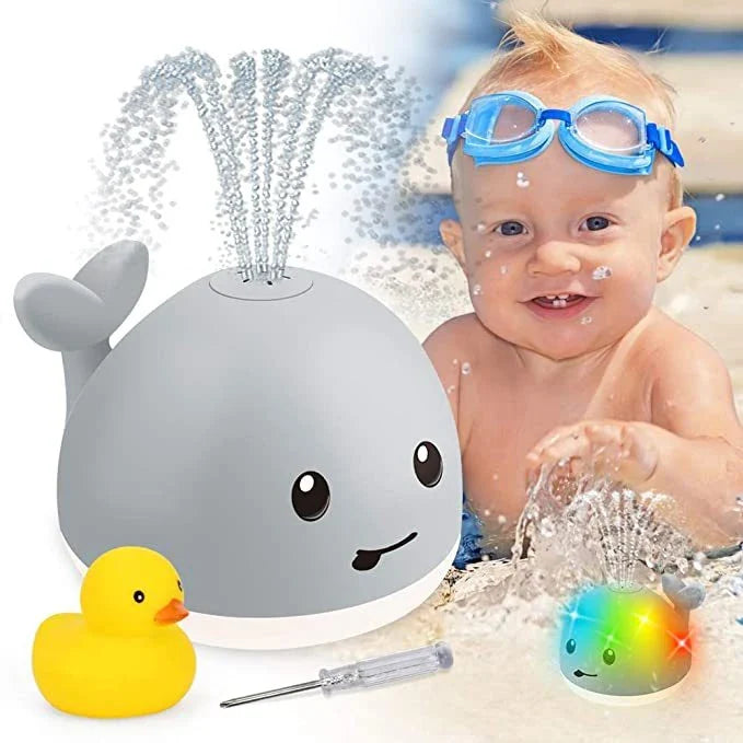 Interactive LED whale bath toy with water spray and music for babies