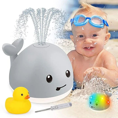 Interactive LED whale bath toy with water spray and music for babies