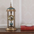 Rectangular metal pendulum clock ornament with glass mirror measuring 46x16 cm