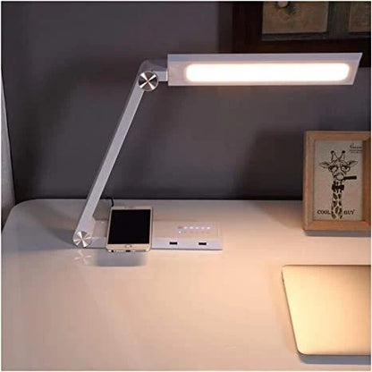Adjustable LED desk lamp with wireless charging in white and black options