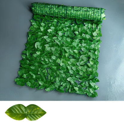Green radish leaf printed plastic simulation fence panel, 0.5m x 1m size for garden balcony use