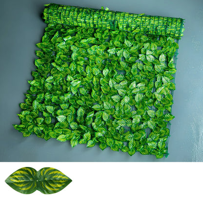 Green radish leaf printed plastic simulation fence panel, 0.5m x 1m size for garden balcony use