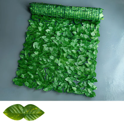 Green radish leaf printed plastic simulation fence panel, 0.5m x 1m size for garden balcony use