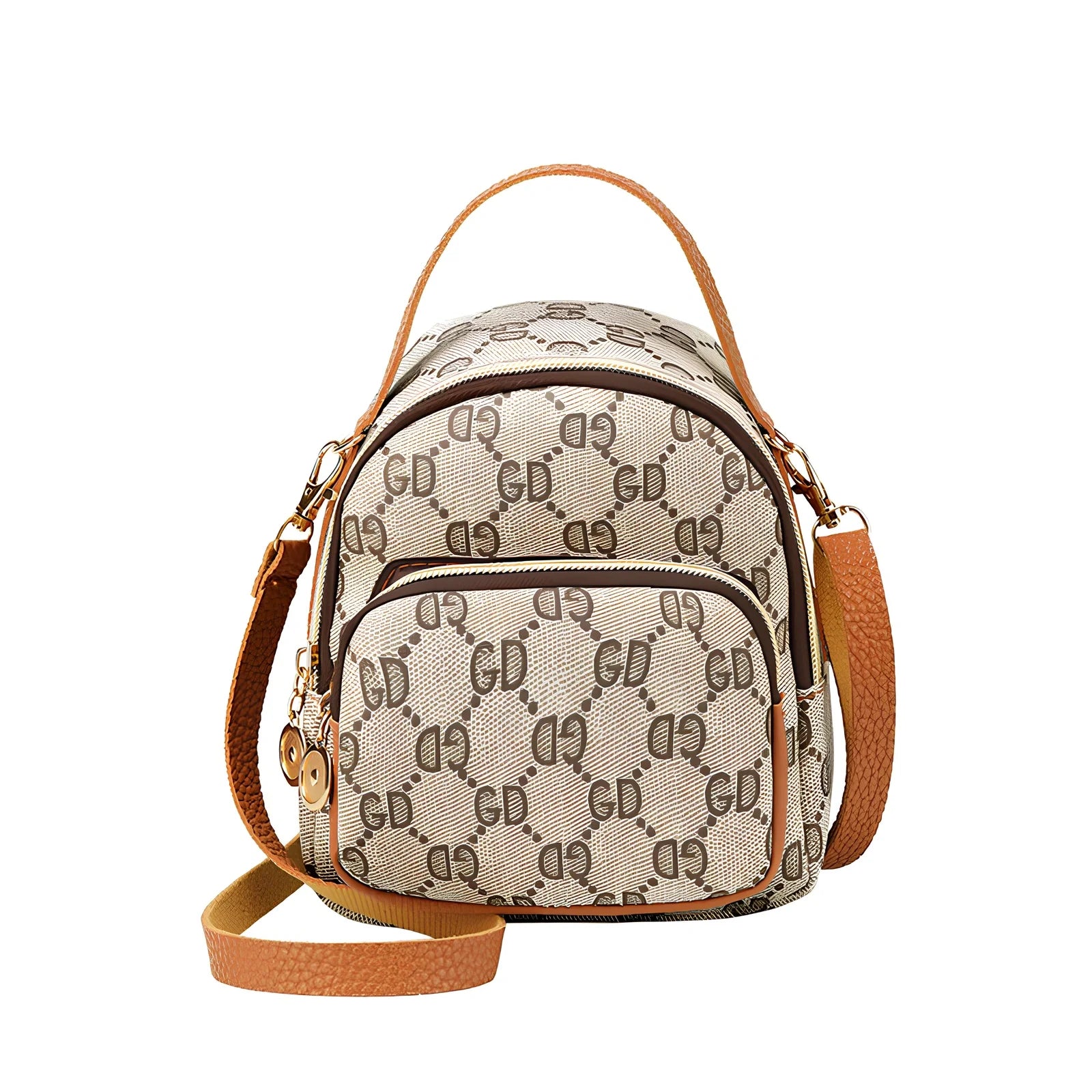 Plaid pattern backpack with PVC construction and retro design, 30cm height with letter printing detail