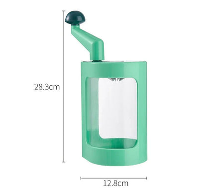 Green multifunctional vegetable shredder with stainless steel blade for efficient kitchen prep