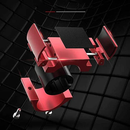 Universal bike phone mount with invisible folding design in black, red, and silver