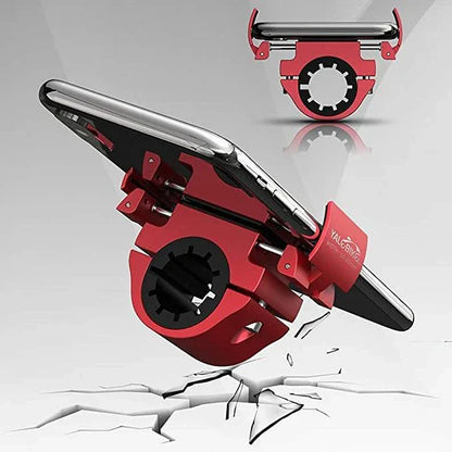 Universal bike phone mount with invisible folding design in black, red, and silver