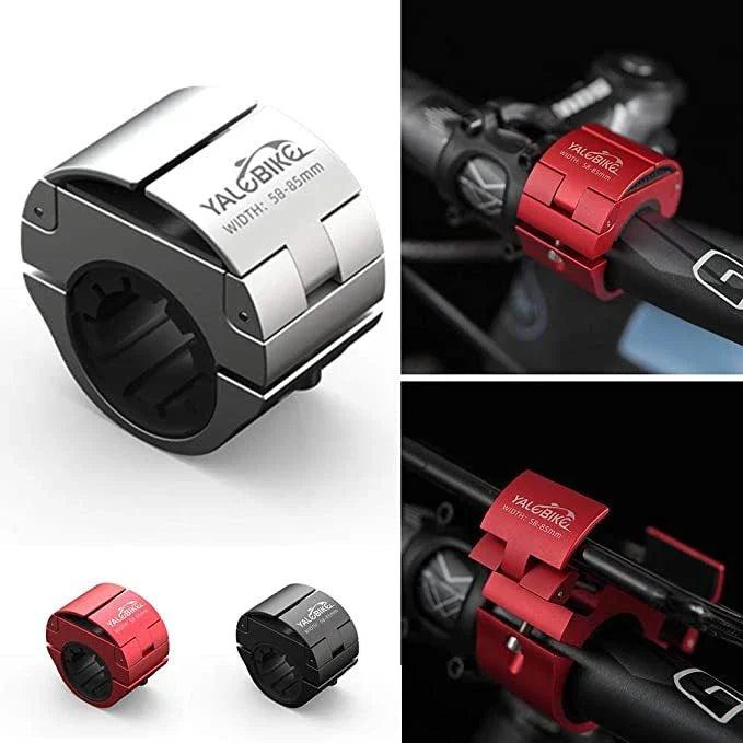 Universal bike phone mount with invisible folding design in black, red, and silver