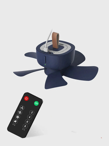 USB powered ceiling fan with remote control in blue and pink options
