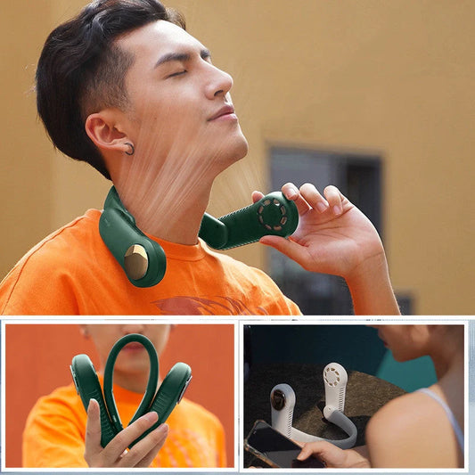 USB rechargeable mini personal neck fan with adjustable airflow