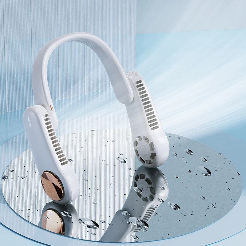 USB rechargeable mini personal neck fan with adjustable airflow