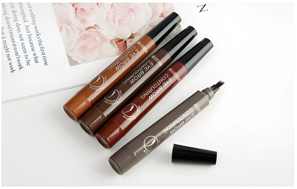 Four forked liquid eyebrow pencil in black with long-lasting, not easy to take off formula