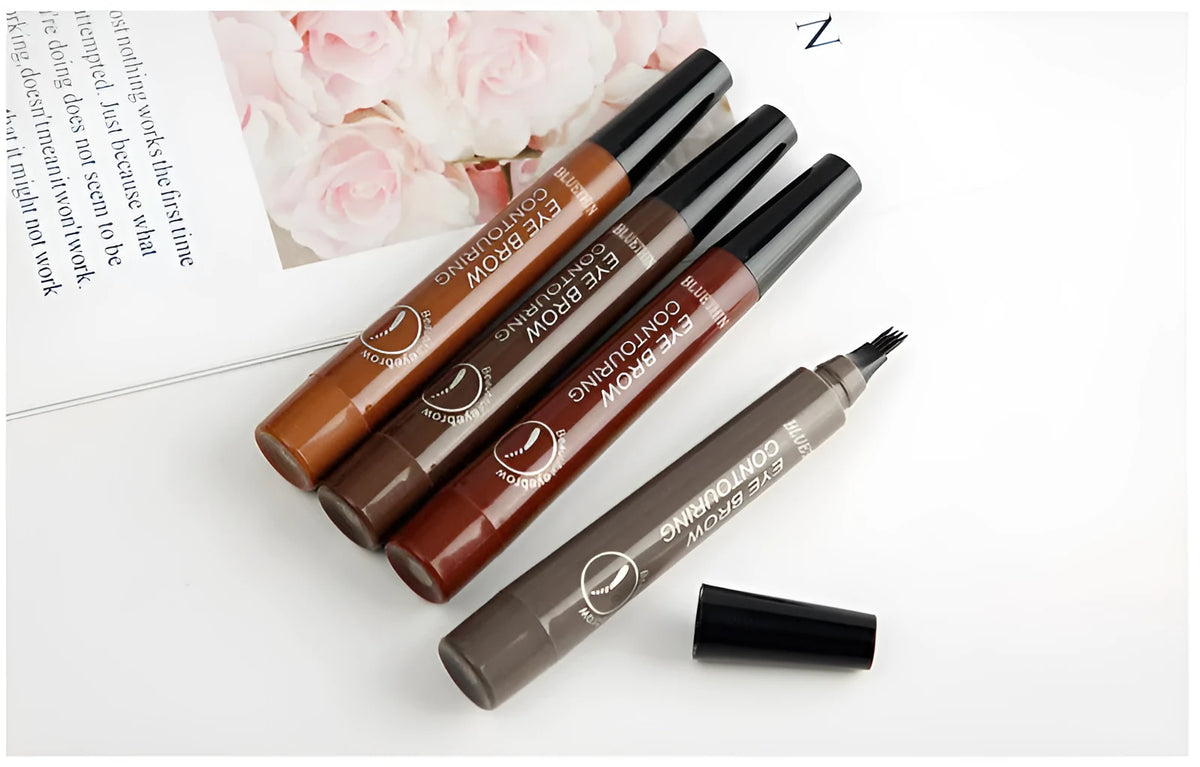 Four forked liquid eyebrow pencil in black with long-lasting, not easy to take off formula