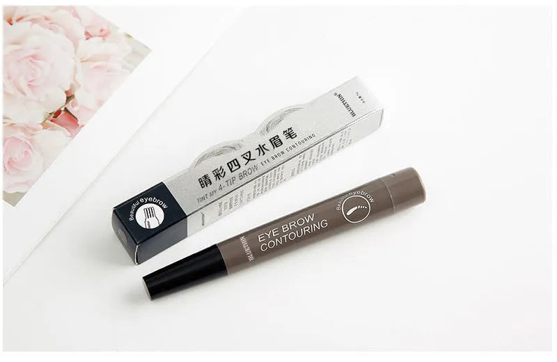 Four forked liquid eyebrow pencil in black with long-lasting, not easy to take off formula