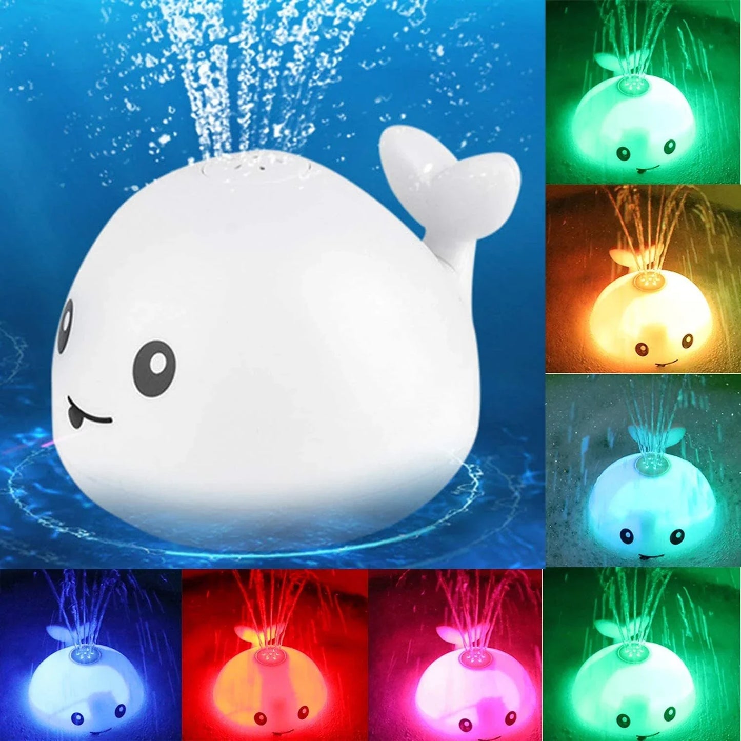 Interactive LED whale bath toy with water spray and music for babies