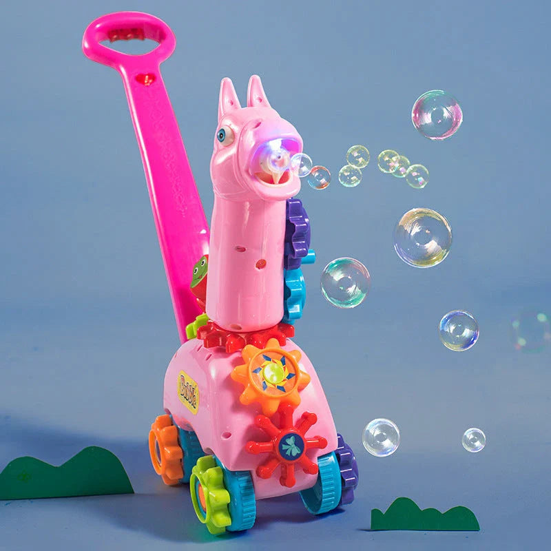 Automatic outdoor bubble machine for kids with music and light, producing over 1,000 bubbles per minute