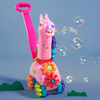 Automatic outdoor bubble machine for kids with music and light, producing over 1,000 bubbles per minute