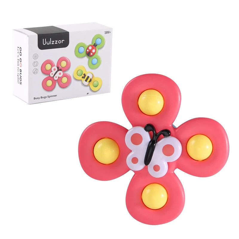 Kids Gyro Insect Sucker Spinner Rattle Bath Toy for Baby Toddlers