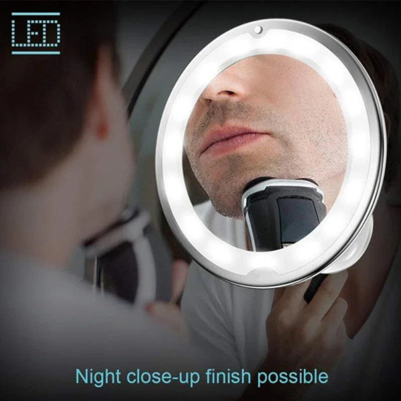 360 Swivel 10x Magnifying Bright LED Lighted Makeup Mirror with adjustable gooseneck