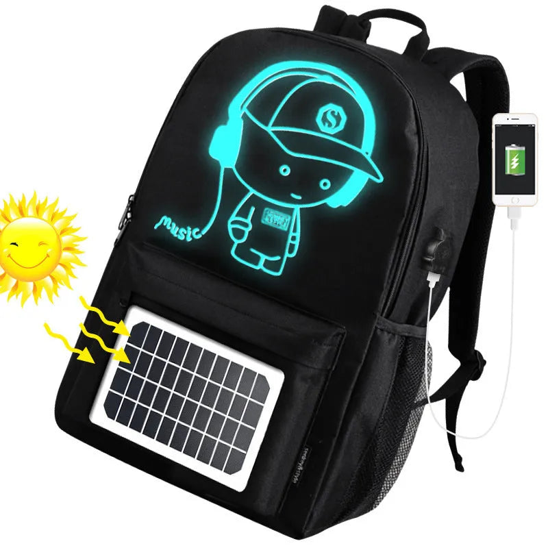 Solar powered backpack with monocrystalline panel, Oxford cloth, waterproof, 20-35L capacity, multiple pockets