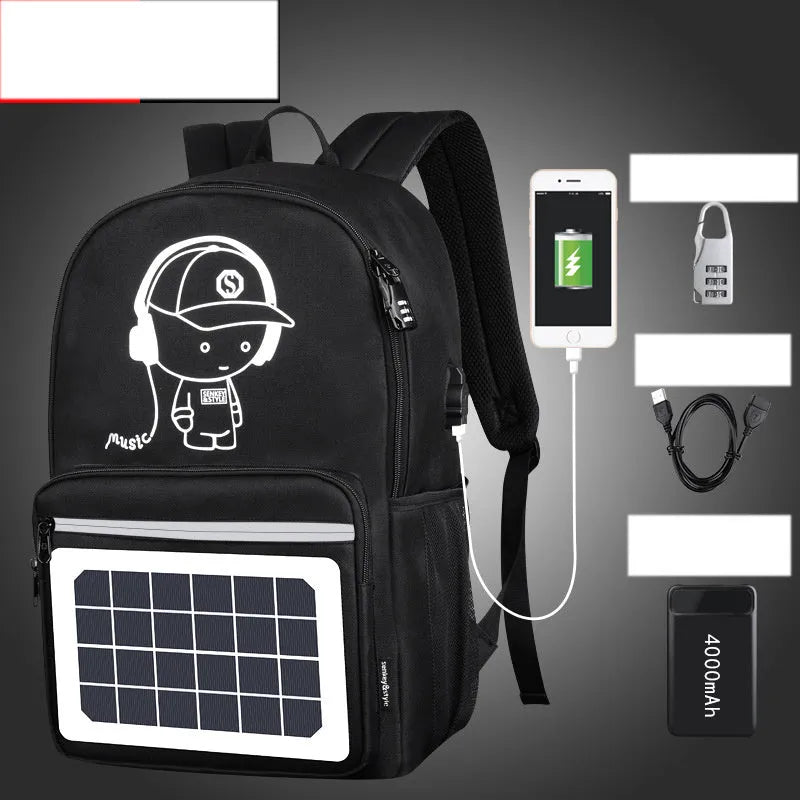 Solar powered backpack with monocrystalline panel, Oxford cloth, waterproof, 20-35L capacity, multiple pockets
