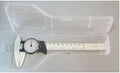 Black and white plastic vernier caliper measuring tool with 0-150mm range straightedge design