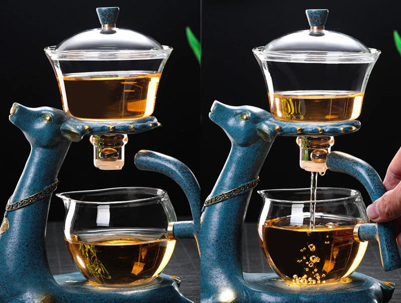 Creative Deer Glass Teapot with heat-resistant infuser for Turkish tea