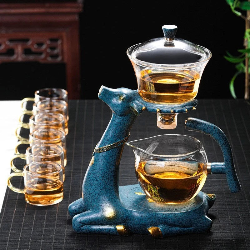 Creative Deer Glass Teapot with heat-resistant infuser for Turkish tea
