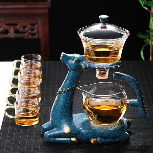 Creative Deer Glass Teapot with heat-resistant infuser for Turkish tea