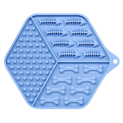 17.5cm blue silicone puppy lick pad with textured surface for slow feeding, temperature resistant -40 to 240°C