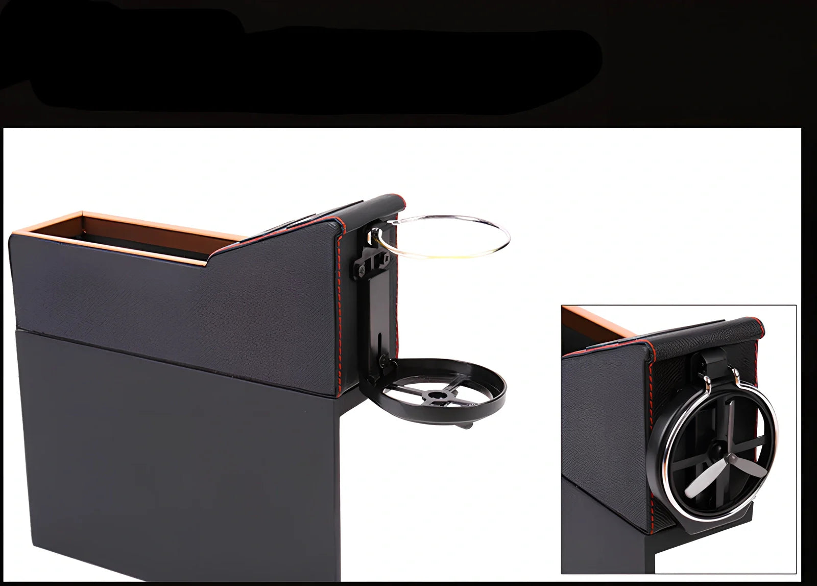 PU leather car seat gap storage box with USB charging port and cup holder function