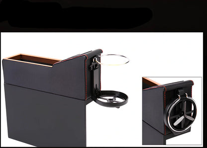 PU leather car seat gap storage box with USB charging port and cup holder function