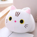 Grey fat cat plush rag doll stuffed toy on a white background.