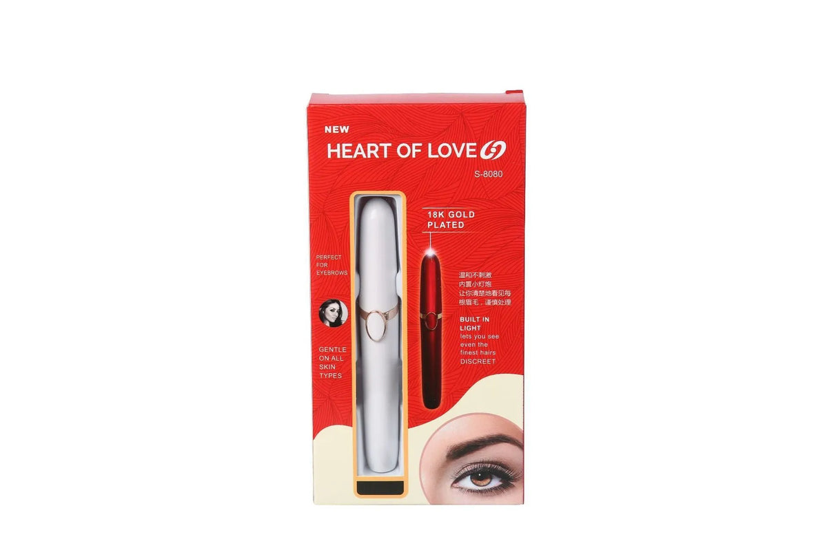 Multifunction second-generation eyebrow trimmer in white, black, and red with compact box