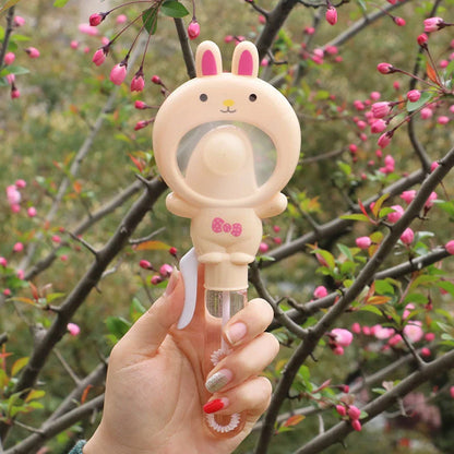 Hand-cranked bunny bubble fan for summer outdoor fun