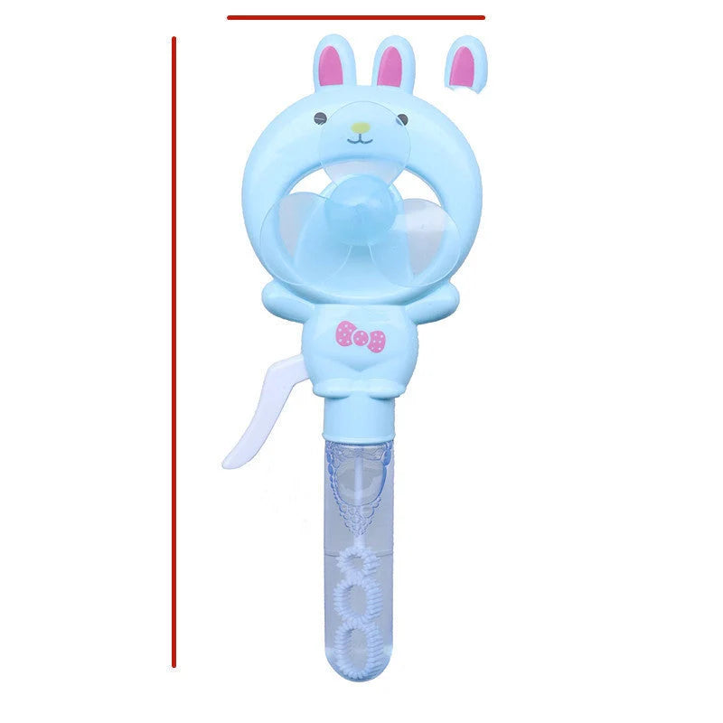 Hand-cranked bunny bubble fan for summer outdoor fun