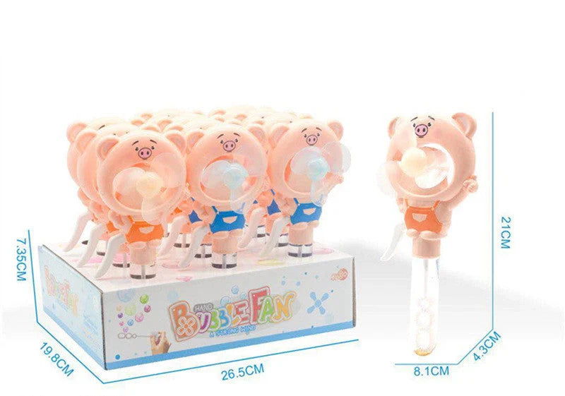 Hand-cranked bunny bubble fan for summer outdoor fun
