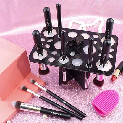 14-hole makeup brush holder in various colours for organizing and drying brushes