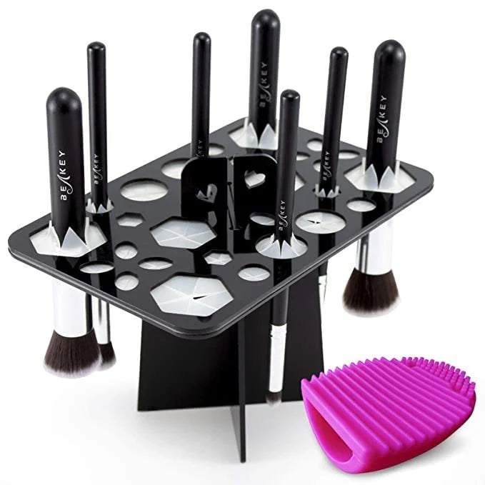 14-hole makeup brush holder in various colours for organizing and drying brushes