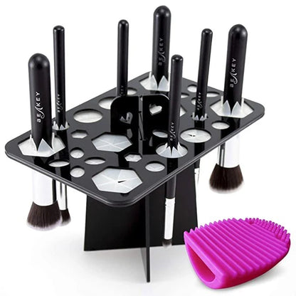 14-hole makeup brush holder in various colours for organizing and drying brushes