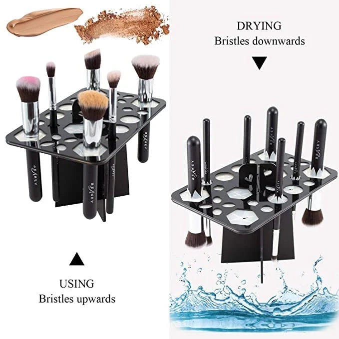 14-hole makeup brush holder in various colours for organizing and drying brushes