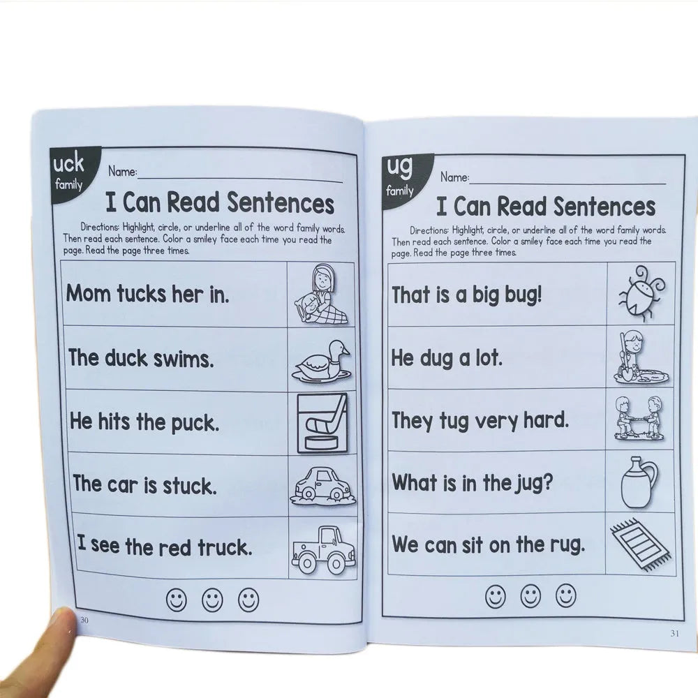 Children's English phonics reading worksheet for age 6+, A5 size 21cm x 14cm