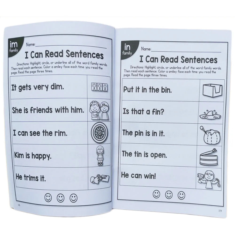 Children's English phonics reading worksheet for age 6+, A5 size 21cm x 14cm