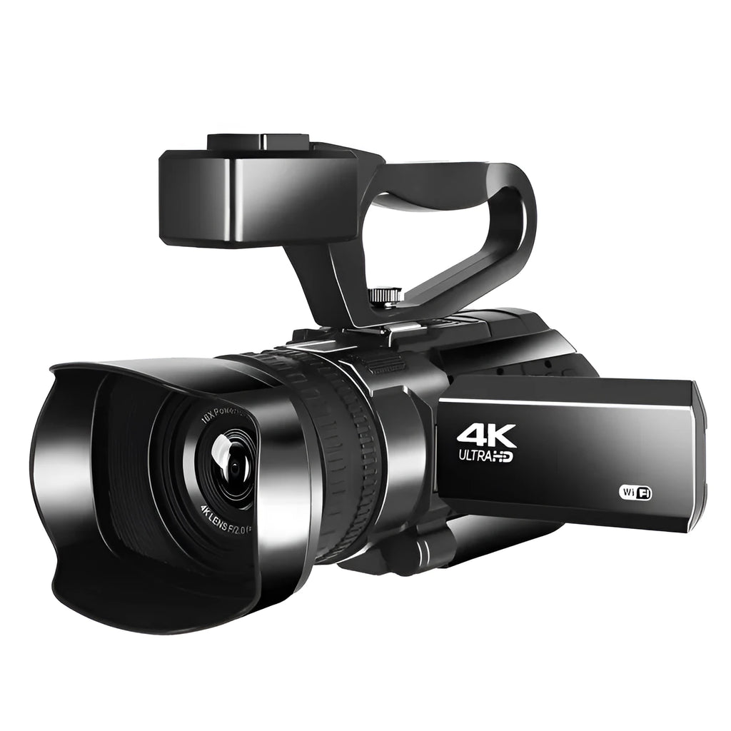 KOMERY RX100 black 4K handheld digital video camera with lens hood and touch screen