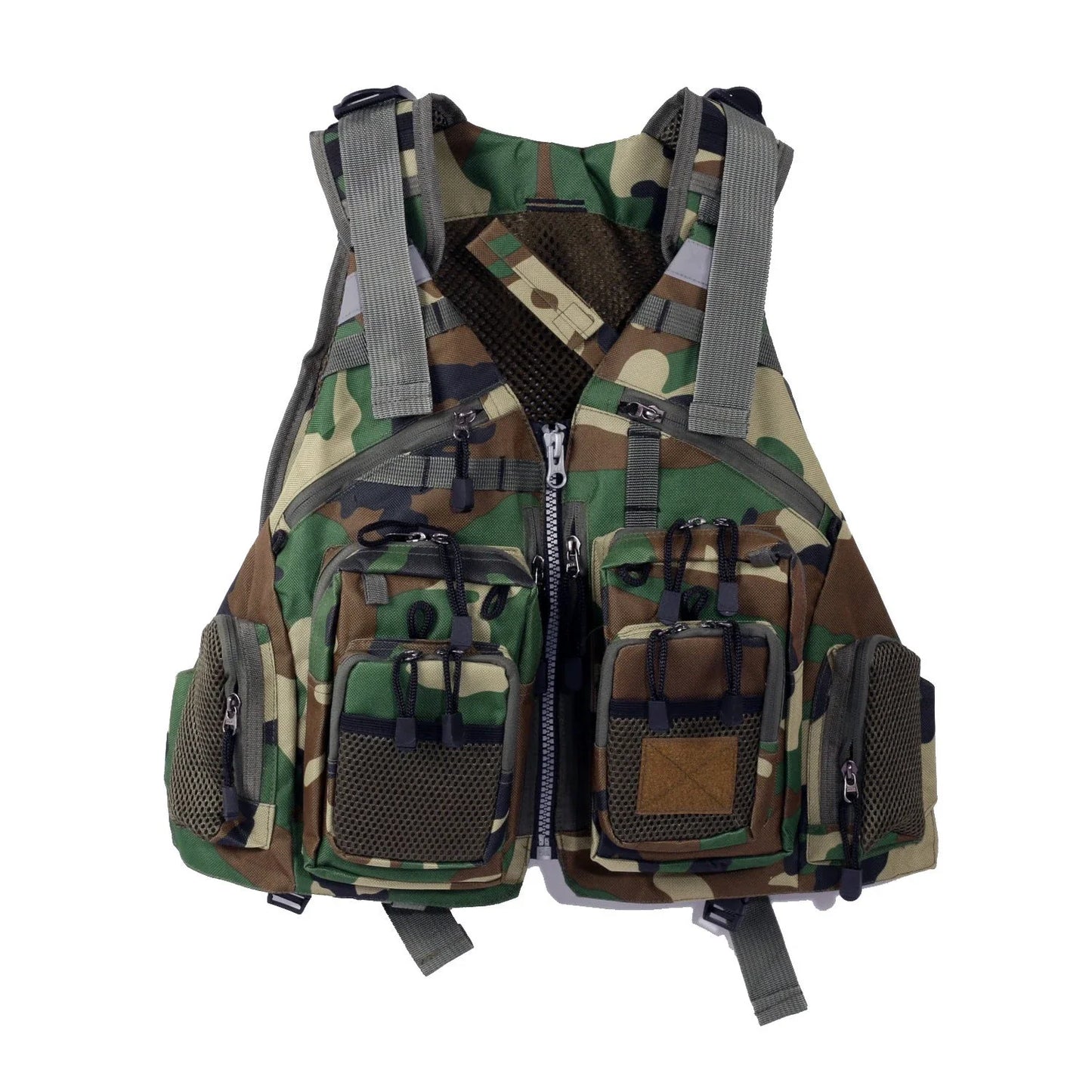 Versatile and durable fishing vest with premium ripstop polyester shell, removable EPE foam for buoyancy, and ample storage pockets