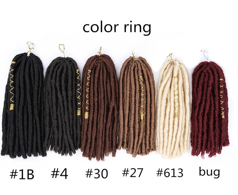 Soft Dread Locs Twist Hair Faux Locs Crochet Braids showing 12-inch length and Japanese silk texture