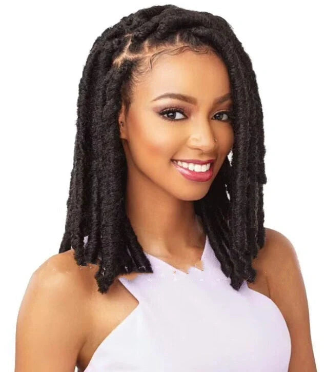 Soft Dread Locs Twist Hair Faux Locs Crochet Braids showing 12-inch length and Japanese silk texture