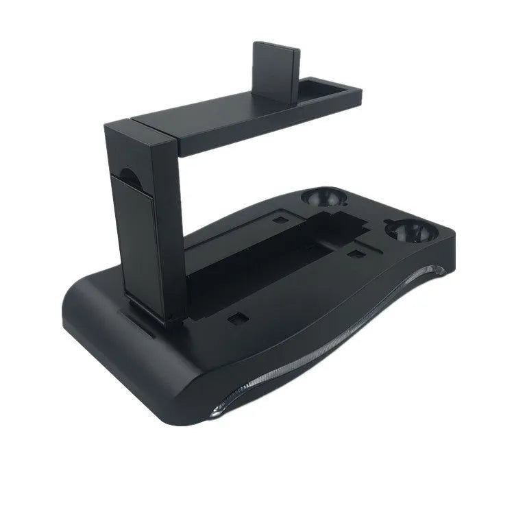 Black VR game controller charger base for PS4 VR controllers with ABS plastic construction