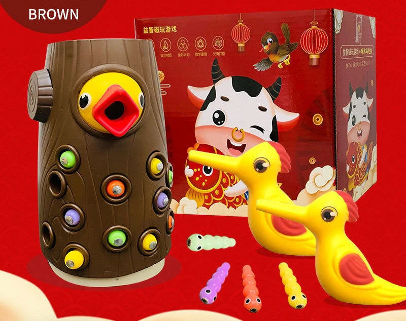 Woodpecker Magnetic Catch The Worm educational toy for children