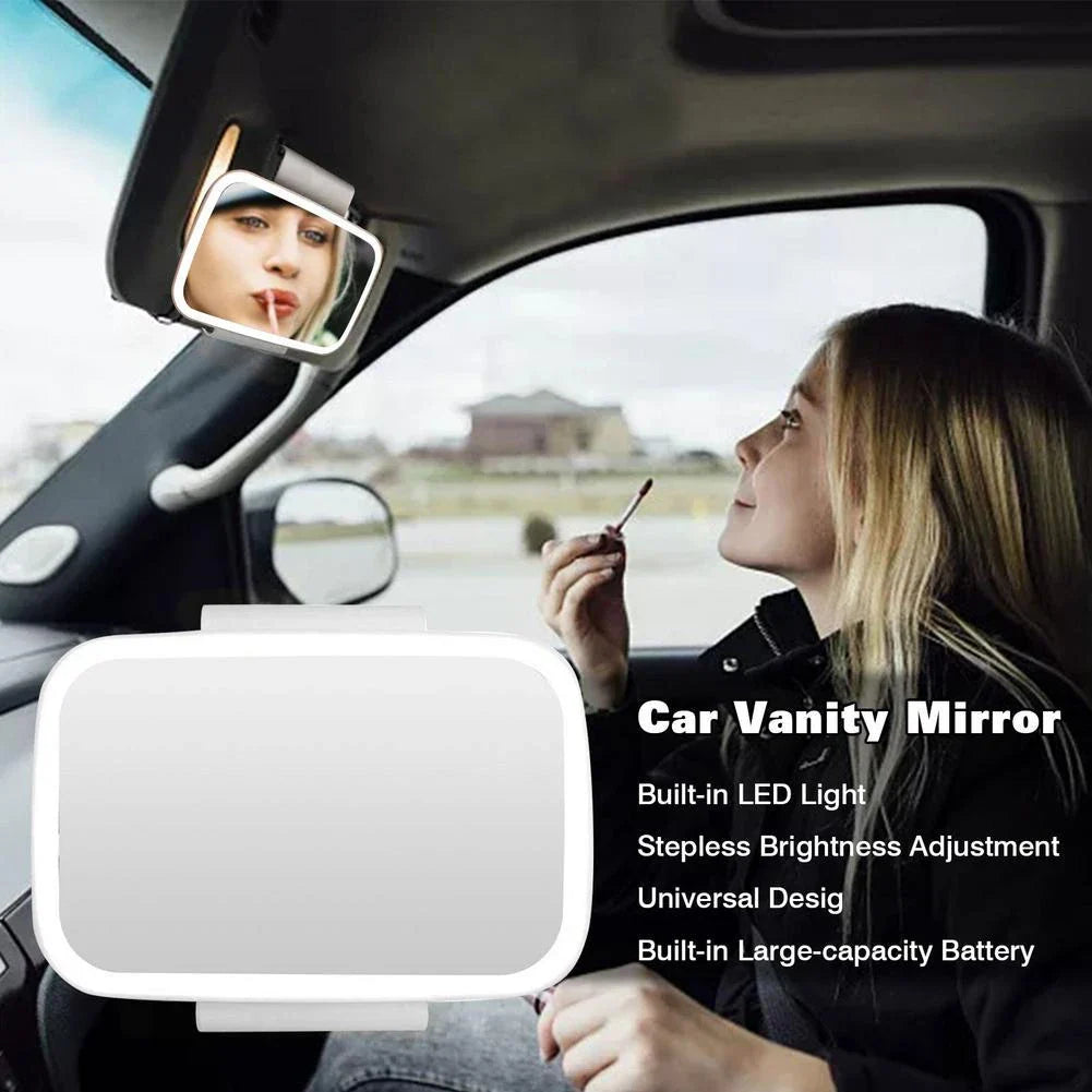 In-Car LED Make-Up Mirror with 21 LED lights and adjustable brightness